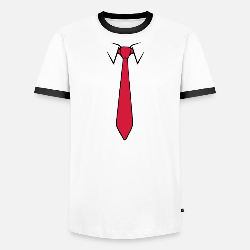 Krawatte - Männer Kontrast-T-Shirt - Weiß/Schwarz