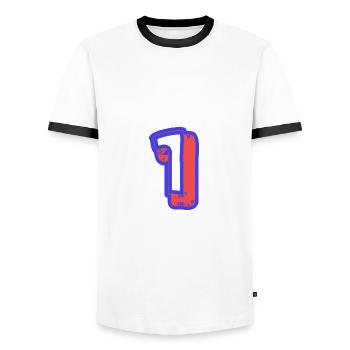 1. 1 JAHR. 1. JAHRESTAG. 1 JAHR GEBURTSTAG - Männer Kontrast-T-Shirt - Weiß/Schwarz - Vorne - AI Model Female 172 light (172cm) & AI Model Male 178 dark (178cm)