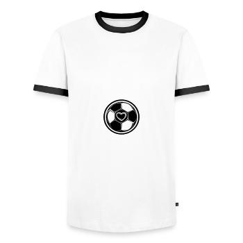 Fussball Symbol Herz Mannschaft - Männer Kontrast-T-Shirt - Weiß/Schwarz - Vorne - AI Model Female 172 light (172cm) & AI Model Male 178 dark (178cm)