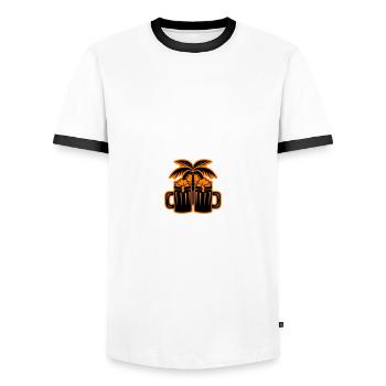 Beer Beach Palm Trees Island - Men's Ringer Shirt - white/black - Front - AI Model Female 172 light (172cm) & AI Model Male 178 dark (178cm)