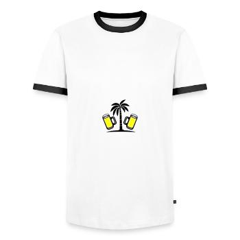 Beer Palm Trees Holiday - Men's Ringer Shirt - white/black - Front - AI Model Female 172 light (172cm) & AI Model Male 178 dark (178cm)