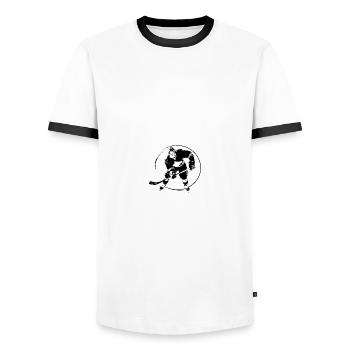 Hockey Spieler Silhouette - Männer Kontrast-T-Shirt - Weiß/Schwarz - Vorne - AI Model Female 172 light (172cm) & AI Model Male 178 dark (178cm)