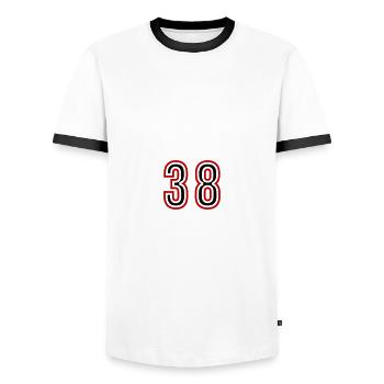 Maillot 38 Années - T-shirt contrasté Homme - blanc/noir - Devant - AI Model Female 172 light (172cm) & AI Model Male 178 dark (178cm)