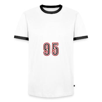 95 Number Years Jersey - Men's Ringer Shirt - white/black - Front - AI Model Female 172 light (172cm) & AI Model Male 178 dark (178cm)