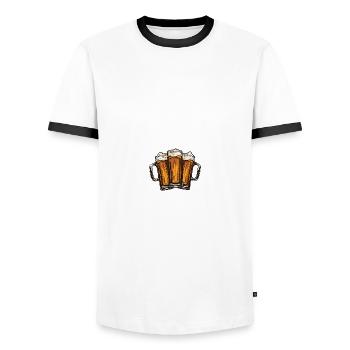 Beer Team Beer Glass - Men's Ringer Shirt - white/black - Front - AI Model Female 172 light (172cm) & AI Model Male 178 dark (178cm)