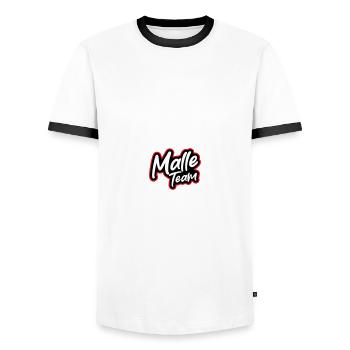 Malle Team - Men's Ringer Shirt - white/black - Front - AI Model Female 172 light (172cm) & AI Model Male 178 dark (178cm)