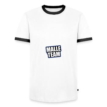 Malle Team Travel Holidays - Men's Ringer Shirt - white/black - Front - AI Model Female 172 light (172cm) & AI Model Male 178 dark (178cm)