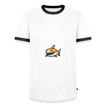 Shark Halloween Animal - Men's Ringer Shirt - white/black - Front - AI Model Female 172 light (172cm) & AI Model Male 178 dark (178cm)