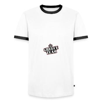 Greece Team - Men's Ringer Shirt - white/black - Front - AI Model Female 172 light (172cm) & AI Model Male 178 dark (178cm)