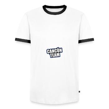 Cancun Team Travel Holidays - Men's Ringer Shirt - white/black - Front - AI Model Female 172 light (172cm) & AI Model Male 178 dark (178cm)