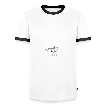 Enterrement de vie de jeune fille 2024 Enterrement de vie de jeune fille - T-shirt contrasté Homme - blanc/noir - Devant - AI Model Female 172 light (172cm) & AI Model Male 178 dark (178cm)