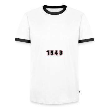 1943 Jahr Geburtstag - Männer Kontrast-T-Shirt - Weiß/Schwarz - Vorne - AI Model Female 172 light (172cm) & AI Model Male 178 dark (178cm)