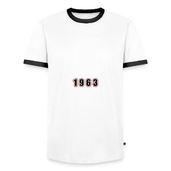 1963 Année Anniversaire - T-shirt contrasté Homme - blanc/noir - Devant - AI Model Female 172 light (172cm) & AI Model Male 178 dark (178cm)