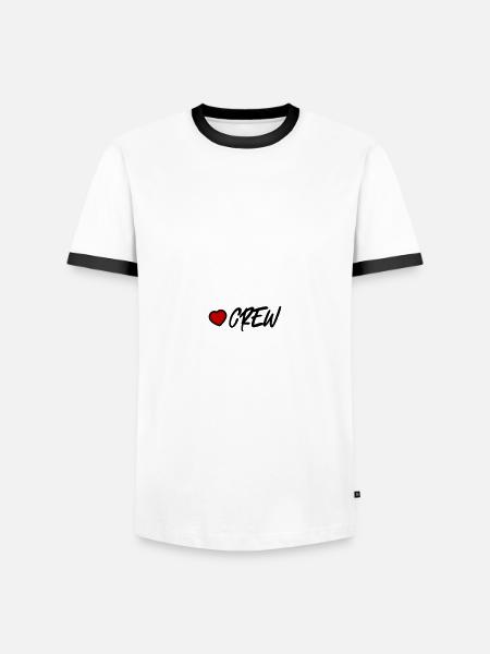 Crew Herz - Männer Kontrast-T-Shirt - Weiß/Schwarz