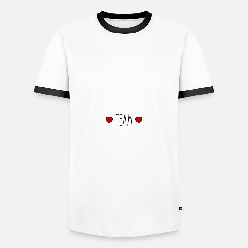 Team Herz - Männer Kontrast-T-Shirt - Weiß/Schwarz