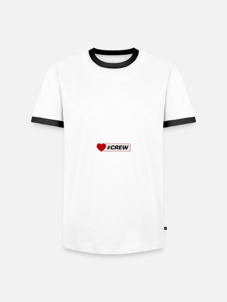 Crew Herz - Männer Kontrast-T-Shirt - Weiß/Schwarz