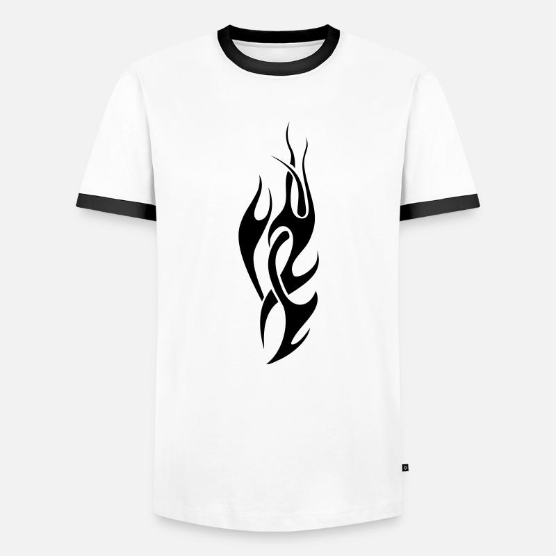 tribal flame - Men's Ringer Shirt - white/black