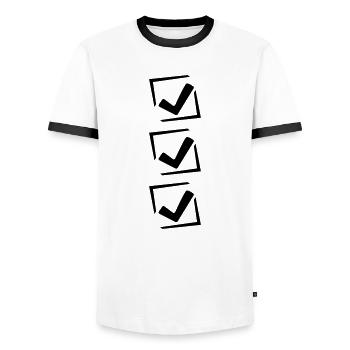 3 Haken Design - Men's Ringer Shirt - white/black - Front - AI Model Female 172 light (172cm) & AI Model Male 178 dark (178cm)