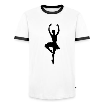 ballerina___f1 - T-shirt contrasté Homme - blanc/noir - Devant - AI Model Female 172 light (172cm) & AI Model Male 178 dark (178cm)