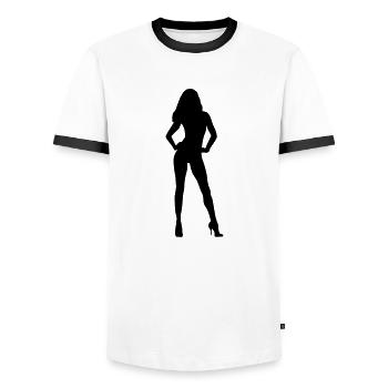 Frau, Girl, Silhouette, sexy woman - Männer Kontrast-T-Shirt - Weiß/Schwarz - Vorne - AI Model Female 172 light (172cm) & AI Model Male 178 dark (178cm)