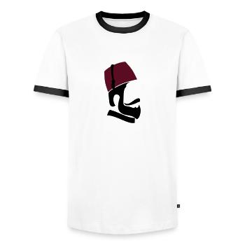 Ottoman Man - Männer Kontrast-T-Shirt - Weiß/Schwarz - Vorne - AI Model Female 172 light (172cm) & AI Model Male 178 dark (178cm)