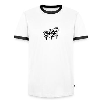 Game Over - T-shirt contrasté Homme - blanc/noir - Devant - AI Model Female 172 light (172cm) & AI Model Male 178 dark (178cm)