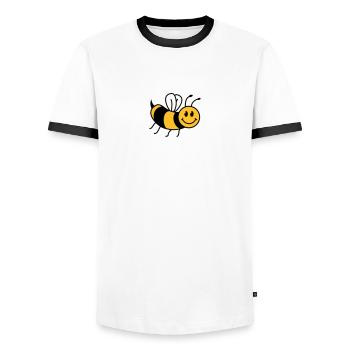 Mignonne douce petite abeille - T-shirt contrasté Homme - blanc/noir - Devant - AI Model Female 172 light (172cm) & AI Model Male 178 dark (178cm)