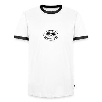 Racing Team, einfarbig - Männer Kontrast-T-Shirt - Weiß/Schwarz - Vorne - AI Model Female 172 light (172cm) & AI Model Male 178 dark (178cm)