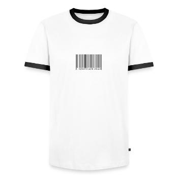 Strichcode Barcode - Männer Kontrast-T-Shirt - Weiß/Schwarz - Vorne - AI Model Female 172 light (172cm) & AI Model Male 178 dark (178cm)