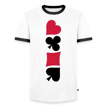 Heart Diamonds Poker Skat symbols icons - Men's Ringer Shirt - white/black - Front - AI Model Female 172 light (172cm) & AI Model Male 178 dark (178cm)