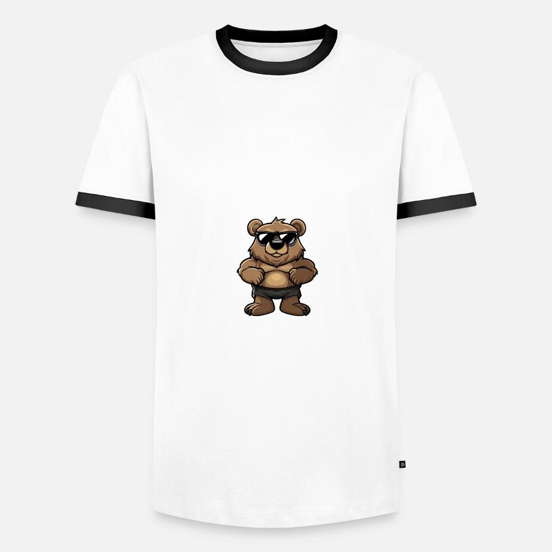 Bär Cool Comic - Männer Kontrast-T-Shirt - Weiß/Schwarz