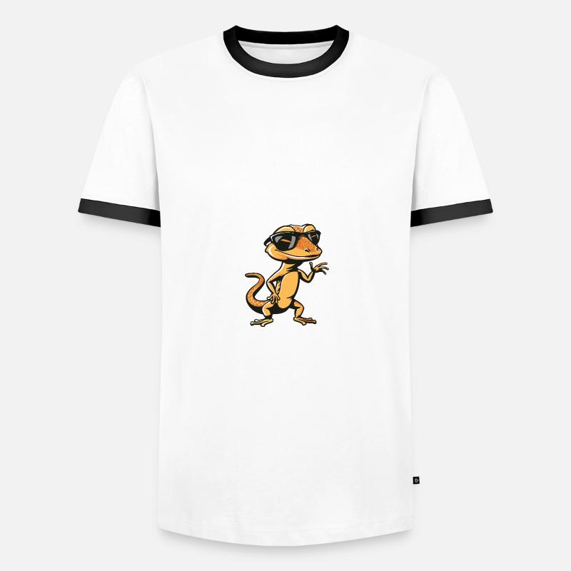 Echse Cool Comic - Männer Kontrast-T-Shirt - Weiß/Schwarz