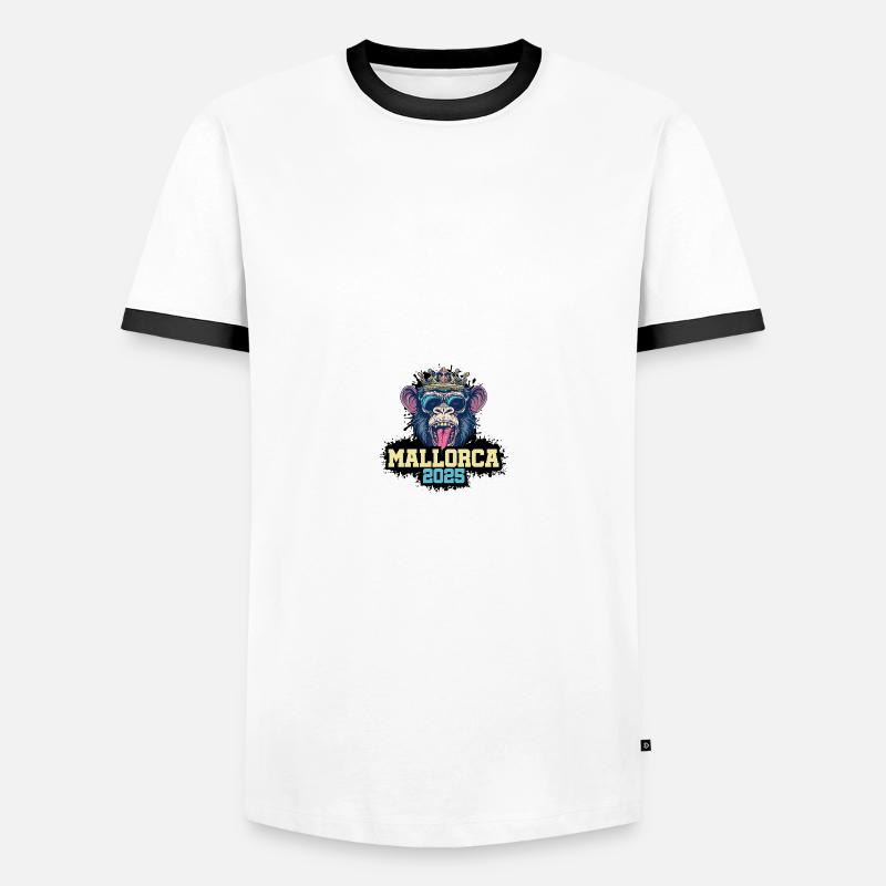 Mallorca 2025 Affe - Männer Kontrast-T-Shirt - Weiß/Schwarz