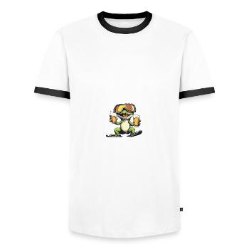 Bière après-ski Lizard - T-shirt contrasté Homme - blanc/noir - Devant - AI Model Female 172 light (172cm) & AI Model Male 178 dark (178cm)