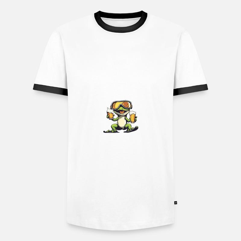 Lizard Après-Ski Beer - Men's Ringer Shirt - white/black