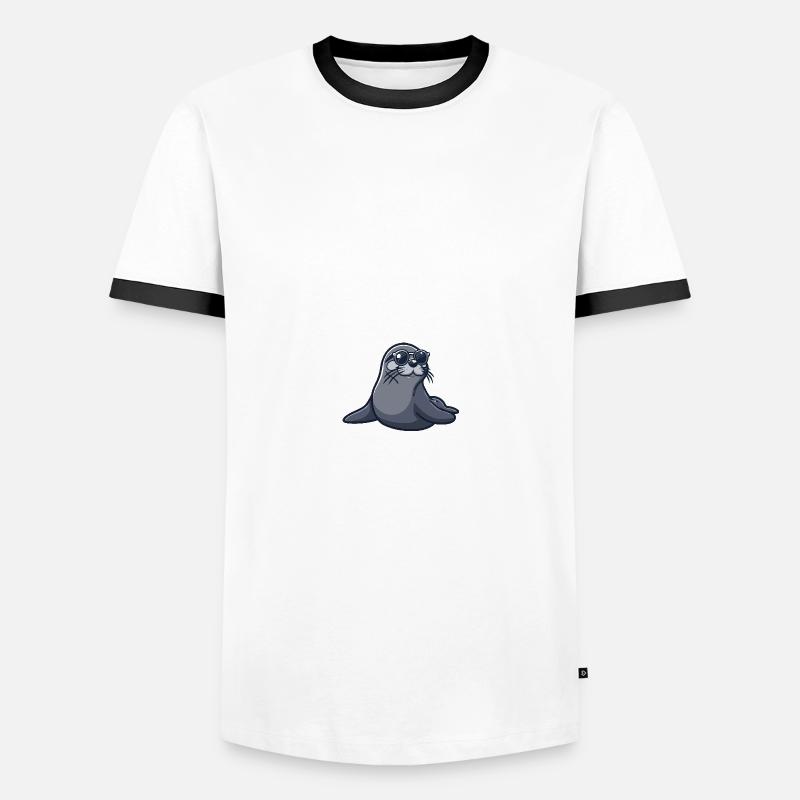 Robbe Cool Comic - Männer Kontrast-T-Shirt - Weiß/Schwarz