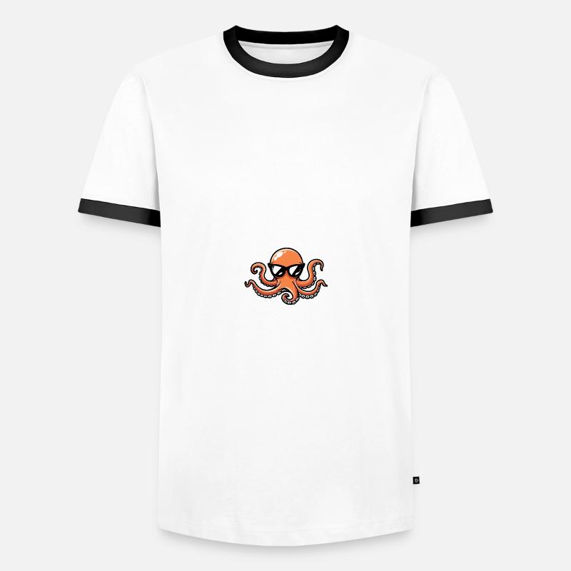 Octopus Cool Comic - Men's Ringer Shirt - white/black