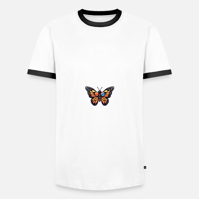 Schmetterling Cool Comic - Männer Kontrast-T-Shirt - Weiß/Schwarz