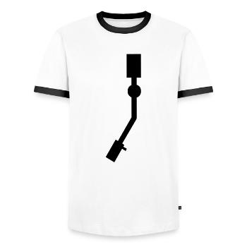 Turntable Needle - Men's Ringer Shirt - white/black - Front - AI Model Female 172 light (172cm) & AI Model Male 178 dark (178cm)