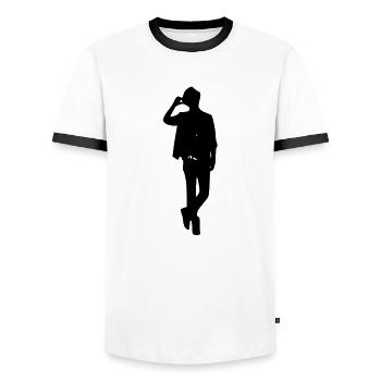 Model boy silhouette - Men's Ringer Shirt - white/black - Front - AI Model Female 172 light (172cm) & AI Model Male 178 dark (178cm)