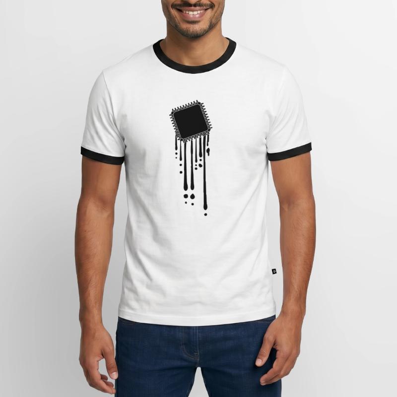 processor melt drops graffiti cpu computer Men's Ringer Shirt