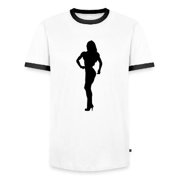 bodybuilding girl - Männer Kontrast-T-Shirt - Weiß/Schwarz - Vorne - AI Model Female 172 light (172cm) & AI Model Male 178 dark (178cm)