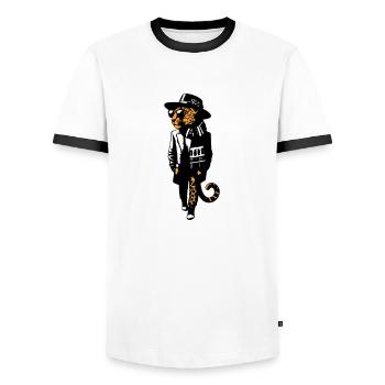 Leopard dandy - Men's Ringer Shirt - white/black - Front - AI Model Female 172 light (172cm) & AI Model Male 178 dark (178cm)