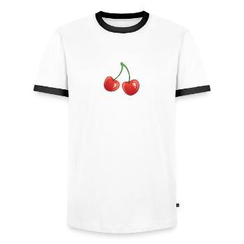Cherries - T-shirt contrasté Homme - blanc/noir - Devant - AI Model Female 172 light (172cm) & AI Model Male 178 dark (178cm)