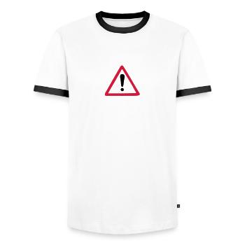 hazard warning sign warning - Men's Ringer Shirt - white/black - Front - AI Model Female 172 light (172cm) & AI Model Male 178 dark (178cm)