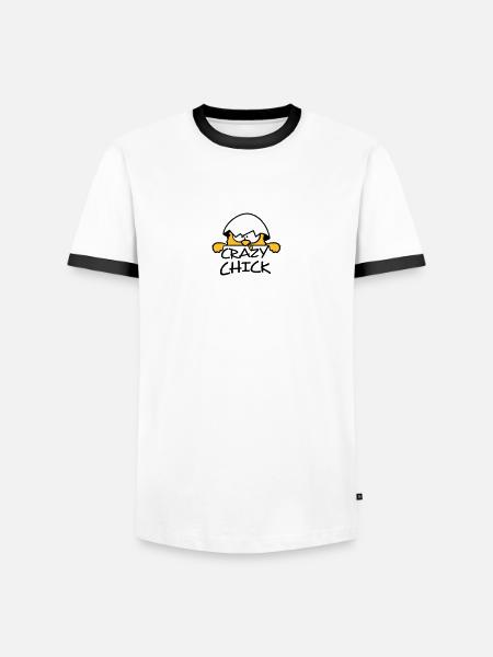 Crazy crazy chick behind wall - Men's Ringer Shirt - white/black