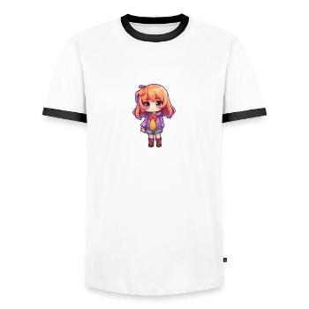 Süßes Manga Mädchen - Männer Kontrast-T-Shirt - Weiß/Schwarz - Vorne - AI Model Female 172 light (172cm) & AI Model Male 178 dark (178cm)