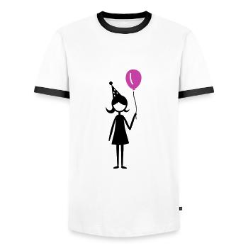 Anniversaire Ballon Fille Enfant - T-shirt contrasté Homme - blanc/noir - Devant - AI Model Female 172 light (172cm) & AI Model Male 178 dark (178cm)