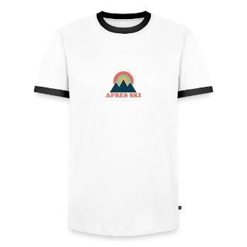 Ski Motif de ski pour les skieurs Skieurs - T-shirt contrasté Homme - blanc/noir - Devant - AI Model Female 172 light (172cm) & AI Model Male 178 dark (178cm)