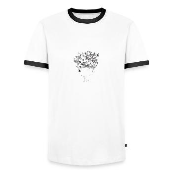 Schmetterling - Männer Kontrast-T-Shirt - Weiß/Schwarz - Vorne - AI Model Female 172 light (172cm) & AI Model Male 178 dark (178cm)
